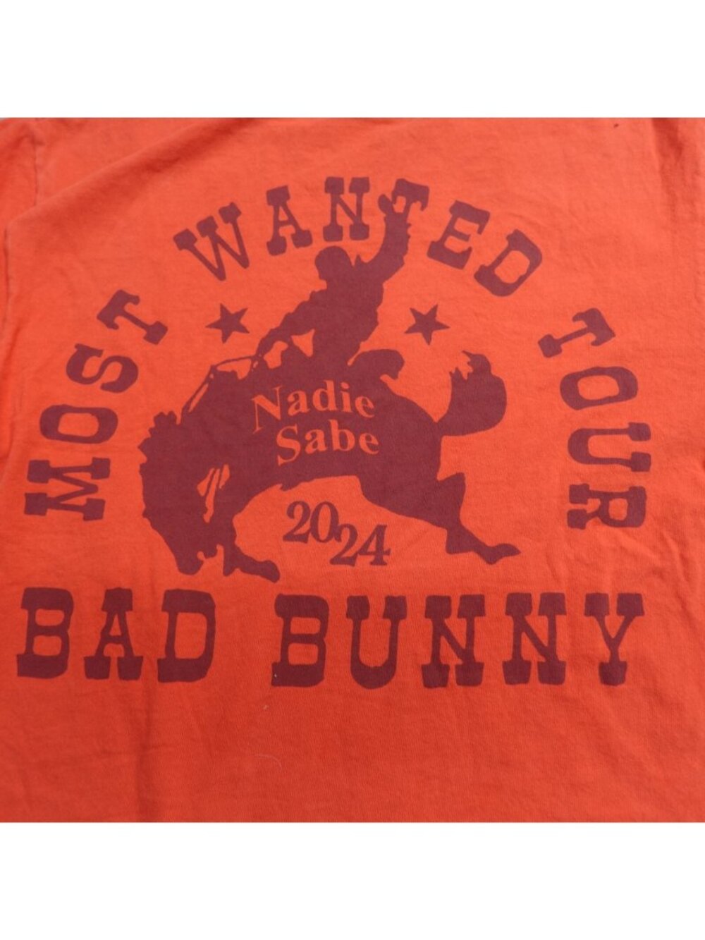 Bad Bunny Shirt Small Orange Most Wanted Tour Double Sided Official
